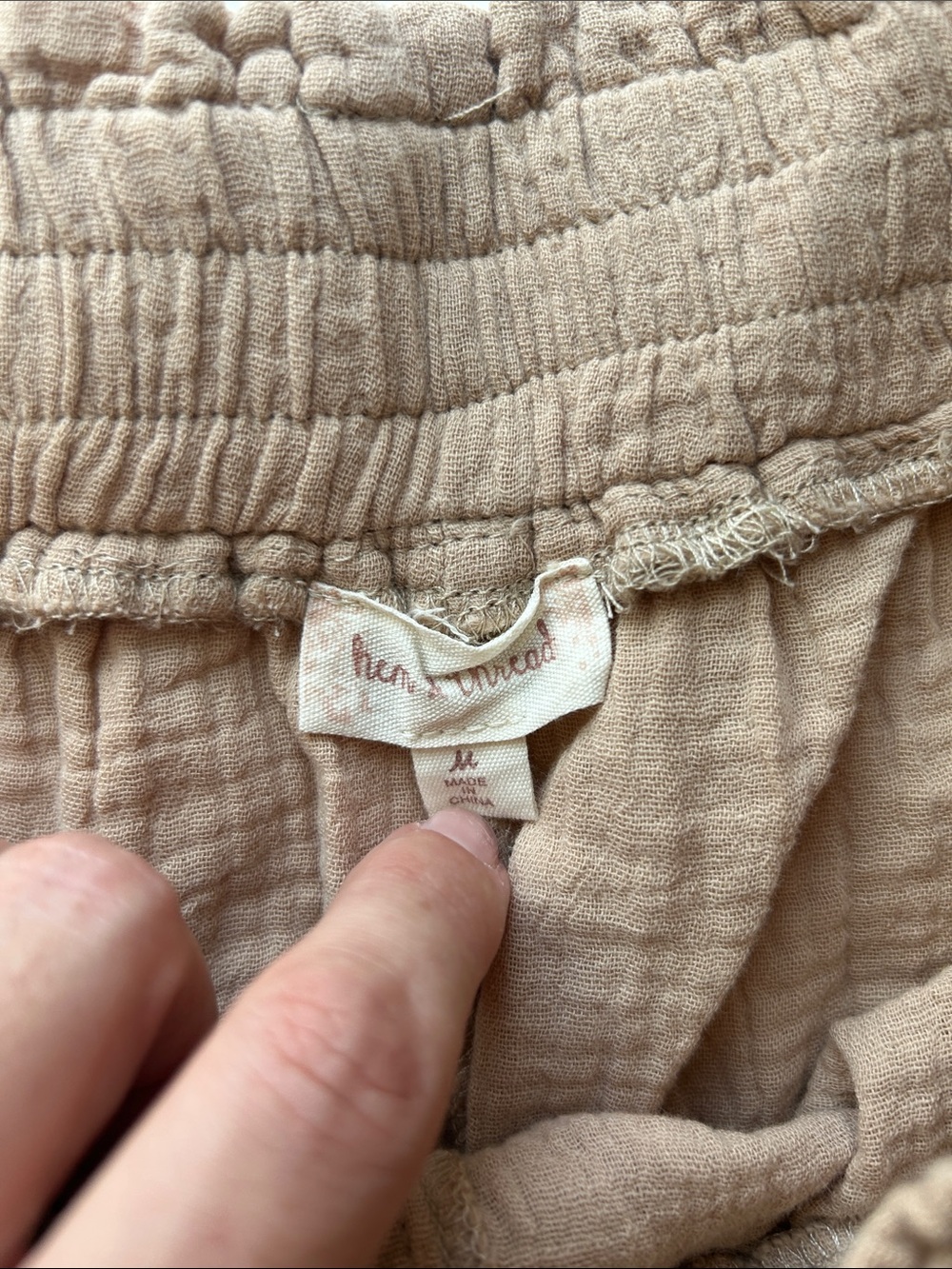 Hem & Thread Tan Textured Shorts - Picture 2 of 4